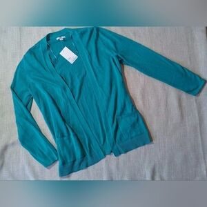 New Croft & Barrow Ocean Tropic Classic Open Front Cardigan Size Large New